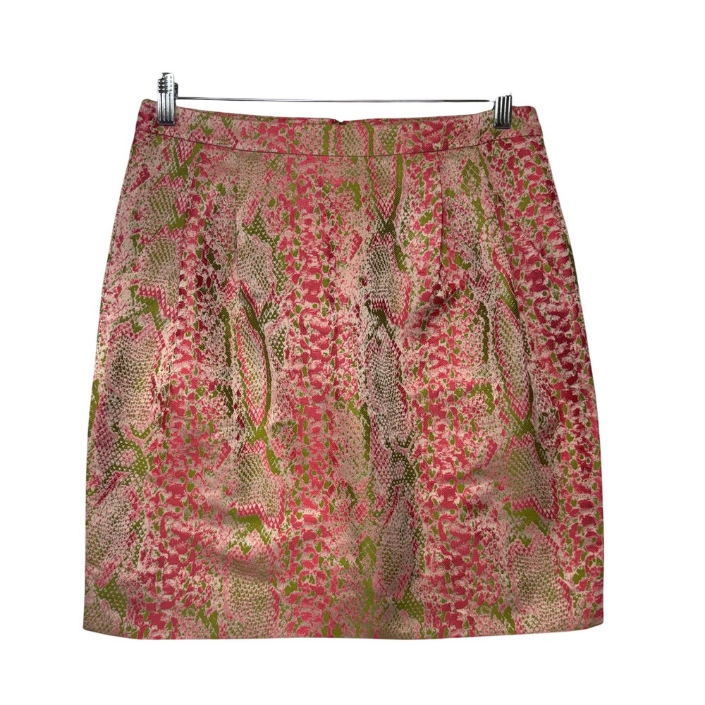 DKNY Donna‎ Karan New York Pink Green Snakeskin Mini Skirt Made in Italy Size 8